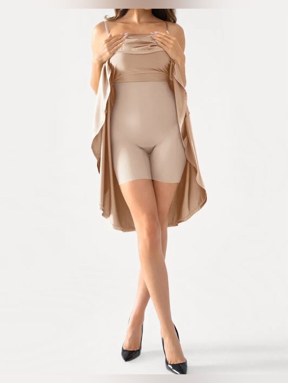 Popilush Satin Cowl Neck Midi Dress in Champagne size XXL - Picture 3 of 4